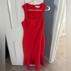 Abella Midi Dress in Bittersweet Vibrant Red by Likely